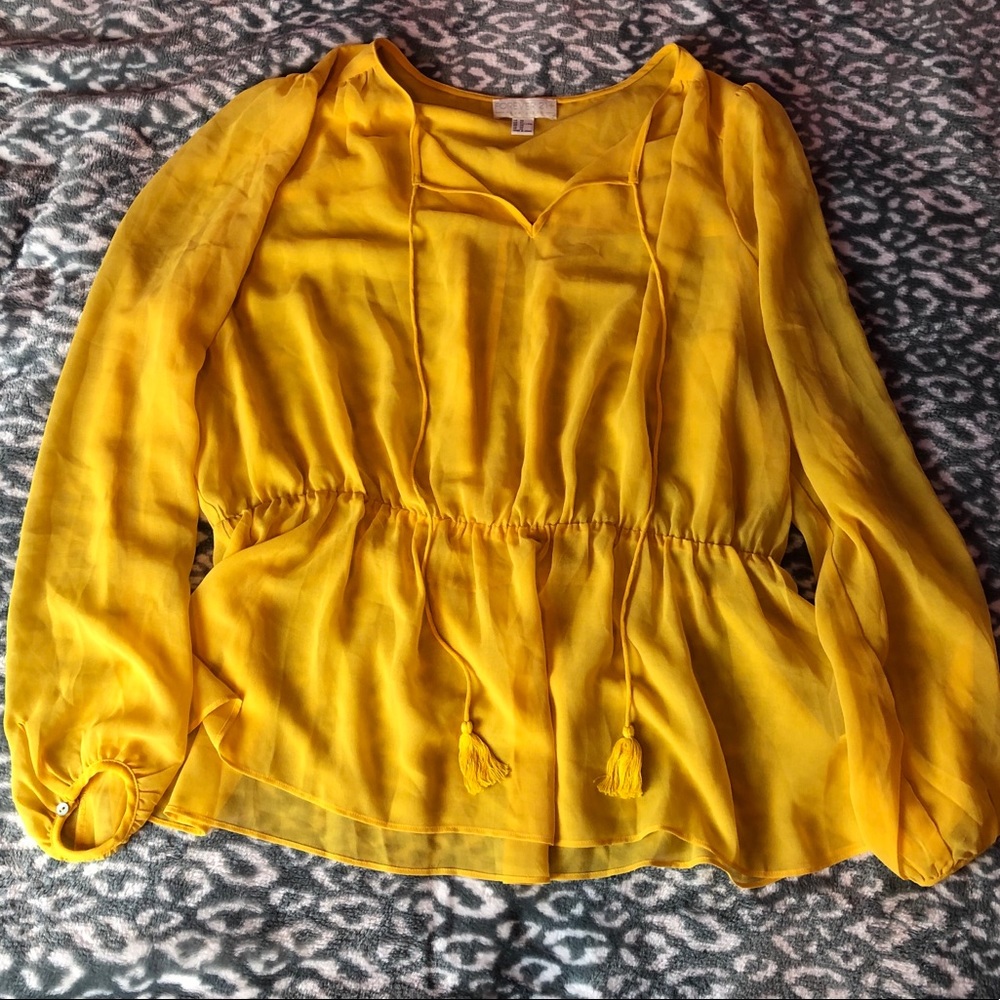 Forever21+ Yellow Peplum Balloon Long Sleeve (2x)